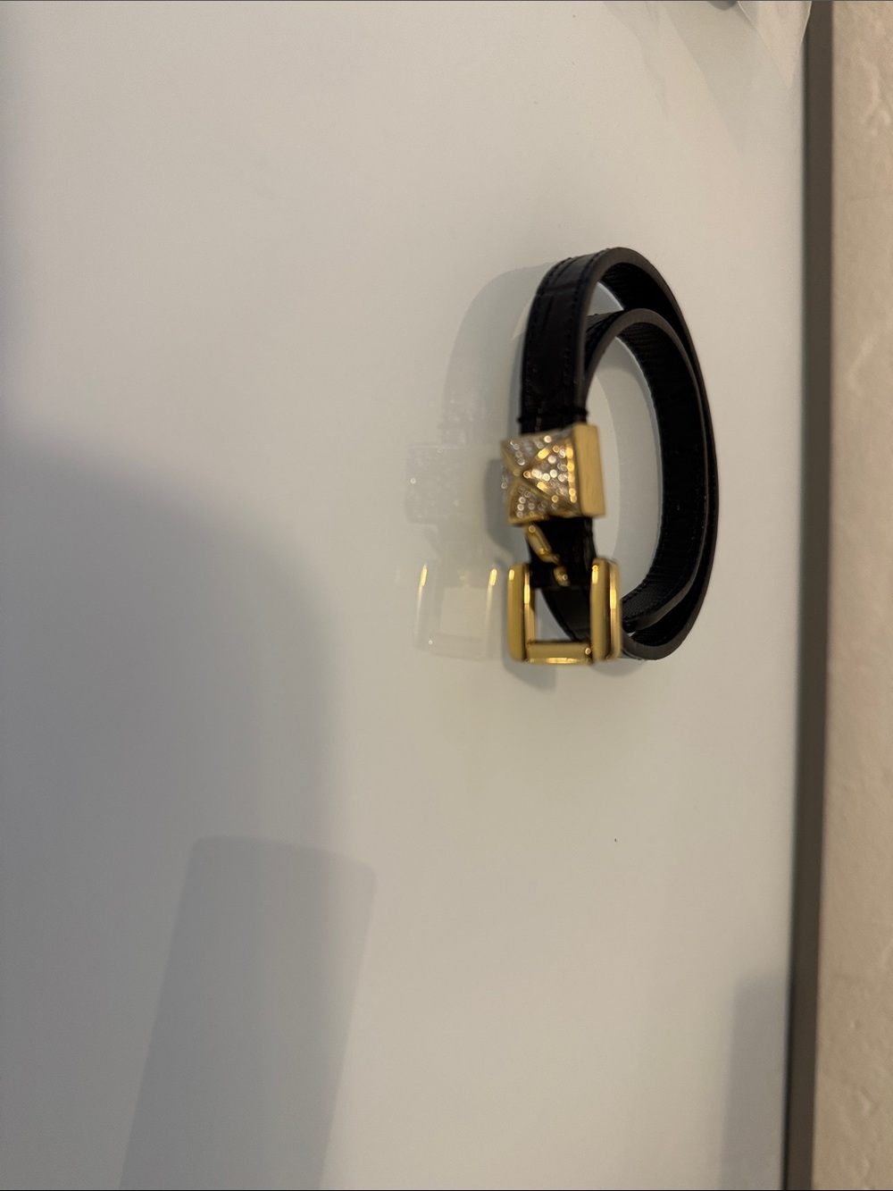 Henry Bendell Black Leather Wrap Bracelet with Gold Accents